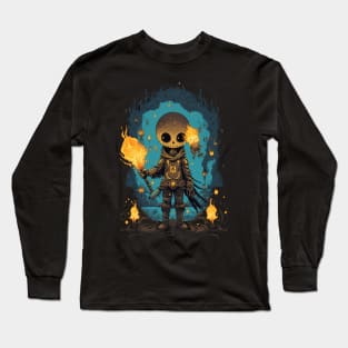 Skeleton with Fire Long Sleeve T-Shirt